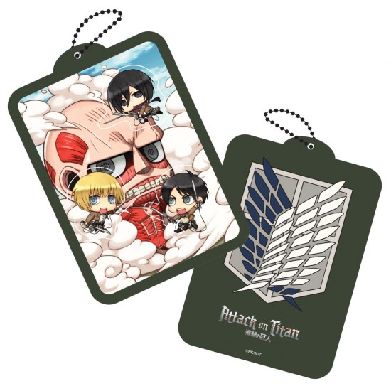 Attack on Titan Kawaii Attack Acrylic Shaker Key Chain featuring chibi Eren, Mikasa, and Armin Attack on Titan: Kawaii Attack! Acrylic Shaker Key Chain
