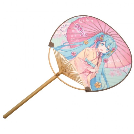 Hatsune Miku Kimono Non-folding Uchiwa fan Non-folding Japanese hand fan featuring Hatsune Miku